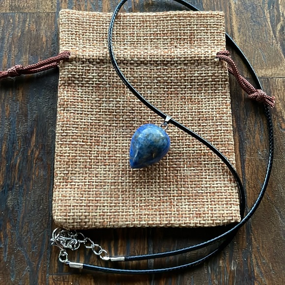 Lapis Lazuli Cone Pendant Lapis Lazuli Necklace Crystal Necklace Lapis Jewelry - Picture 1 of 2